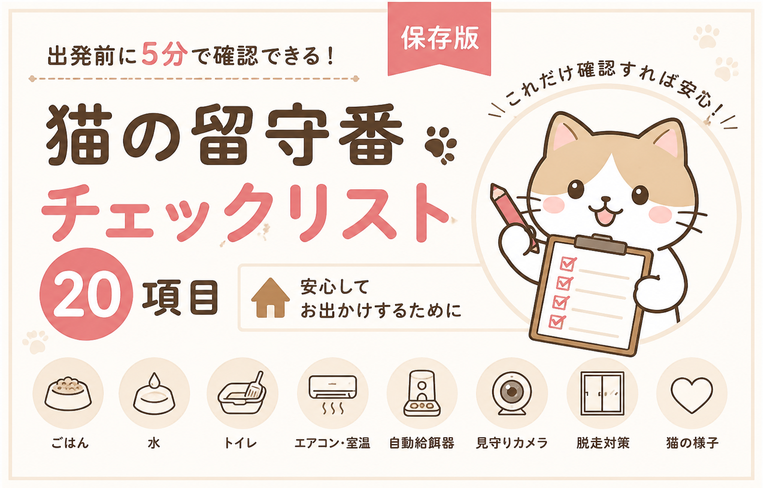 猫の留守番チェックリストの画像